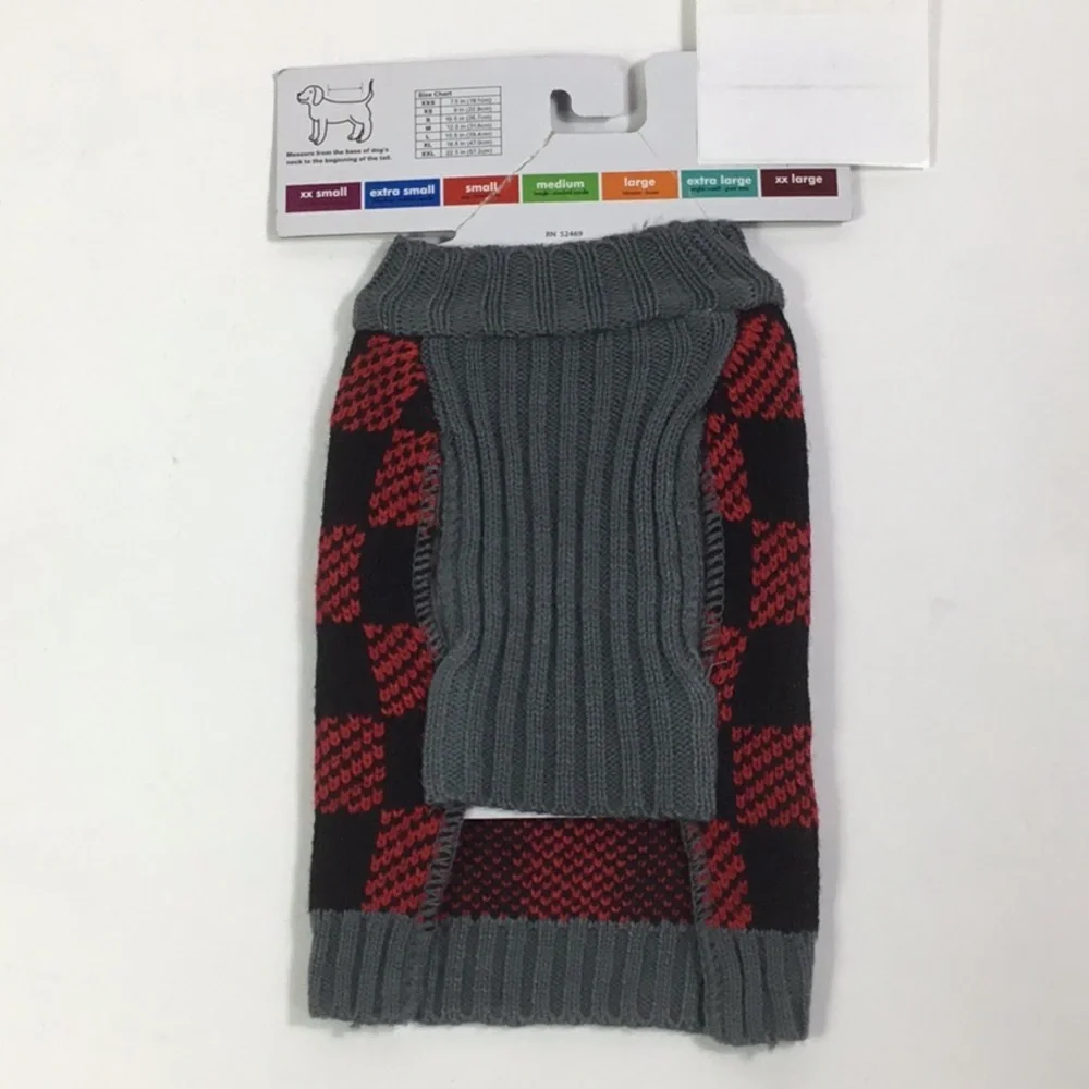New Dog Sweater Size S Red Block D & G gray black pull over stretch see arm hole